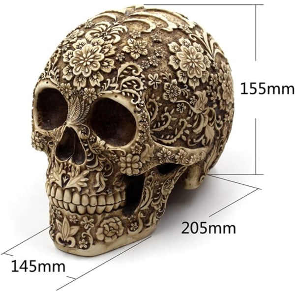 Halloween dekoration, harpiks menneske kranium, kranie skulptur 7. 5, hu