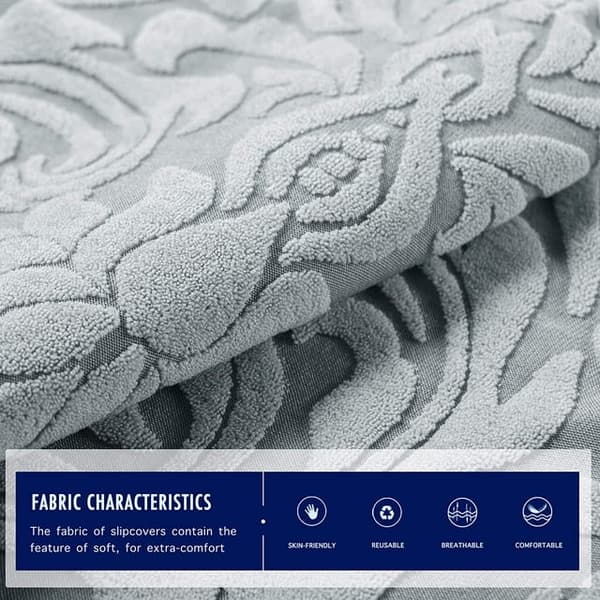 Lysegrå, sofaovertrekk, 3 seters jacquard damask sofaovertrekk