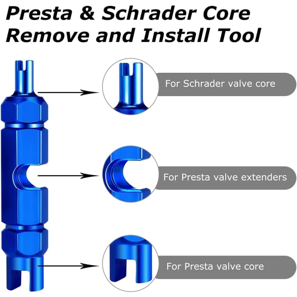 15 stk verktøysett for fjerning av ventilkjerner, med Presta Schrader Valve Co