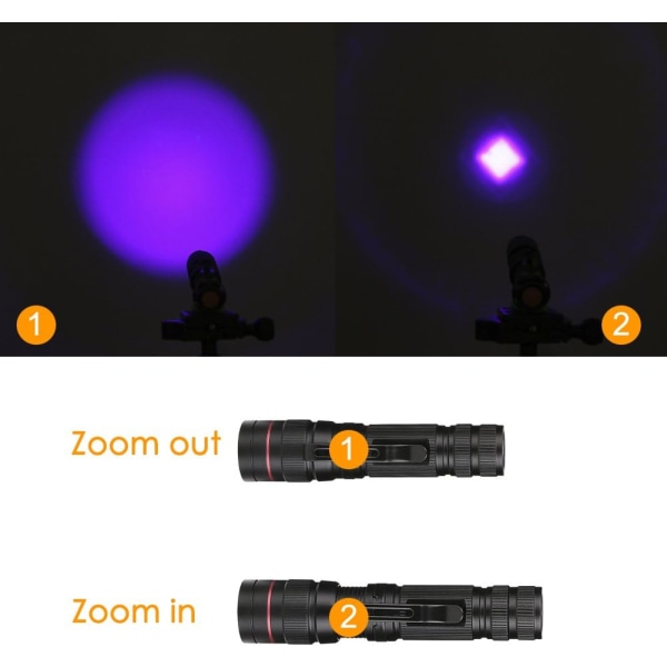 UV-lommelygte LED sort lys 395nm Ultraviolet lommelygtelys 3 lys M
