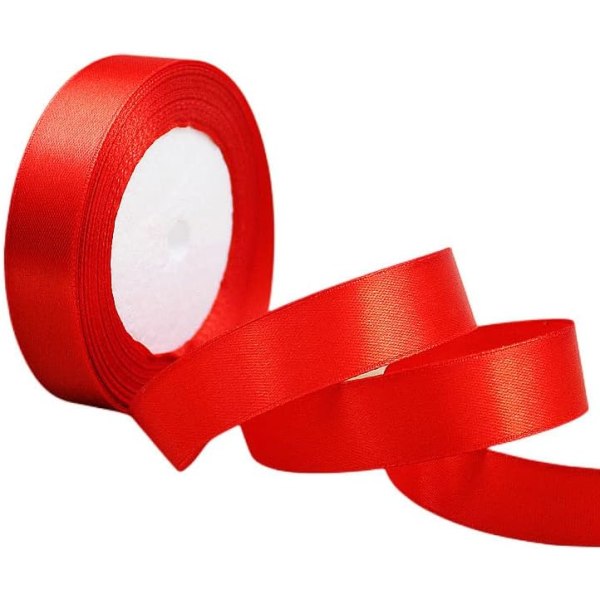 Red Set of 2 Satin Ribbon 20mm