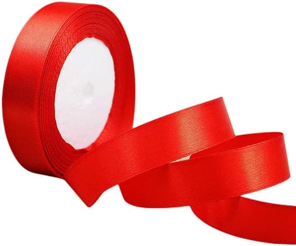 Rødt sæt med 2 satinbånd 20mm