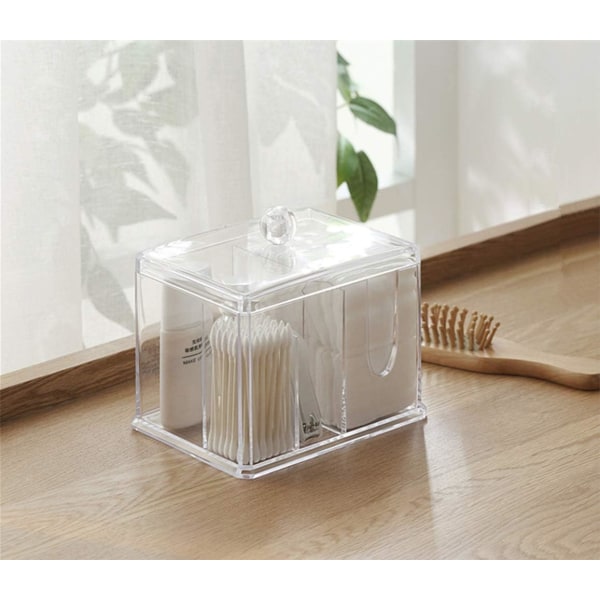 1 st transparent akryl sminkförvaringsbomullsbox för Cotto