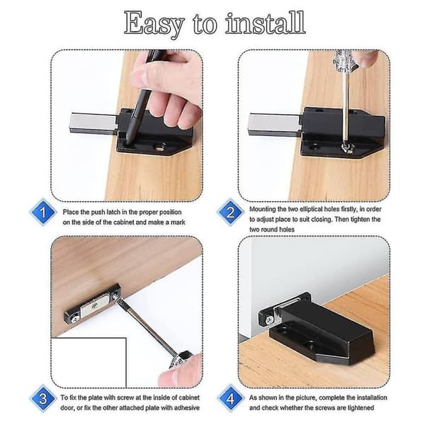 Trycklås Heavy Duty 4-pack Tryck för att öppna skåphårdvara Magnet