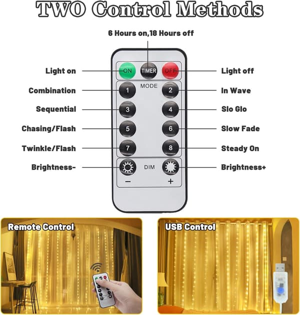 Verhovalot - 300 LED 3M*3M Verhovalot 8 tilaa Vedenpitävä