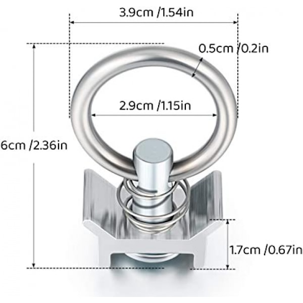 10 x Enkle pinner med ring 1000 kg aero surrings pinner for aeronaut