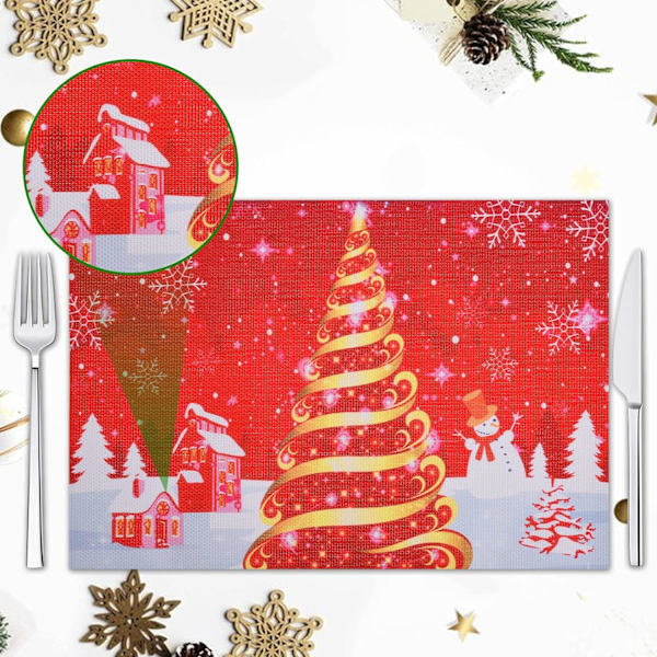 45x30CM Julebrikke, Plassbrikke Sett med 6, Julefest T