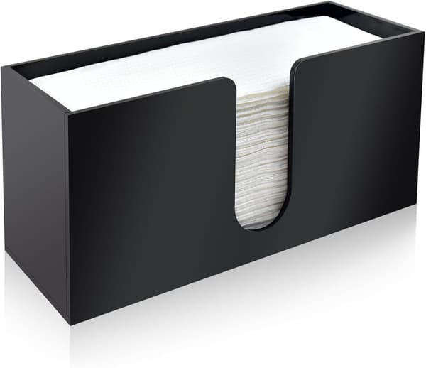 Fritstående papirhåndklædedispenser, sort akryl servietdispenser, multi-fold papirhåndklædedispenser