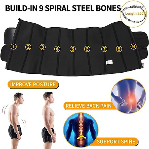 Män Neopren Bastu Midjetränare Korsett Svettbälte Träning Fitness