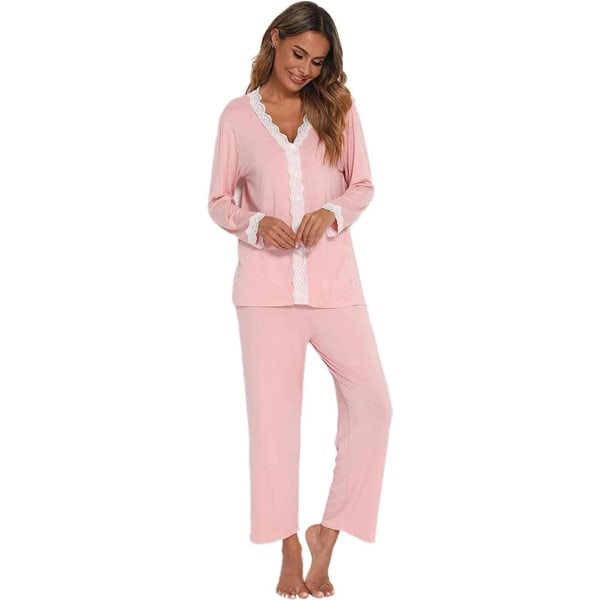2-delt Modal Bomull Pyjamassett med Lang Arm for Kvinner og Jenter,