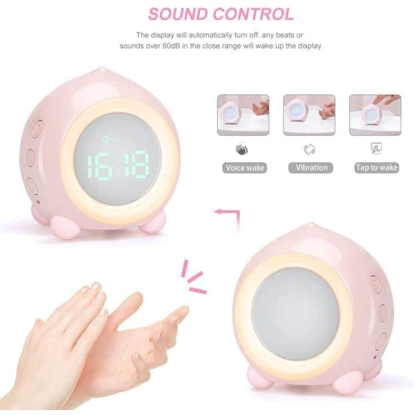 Lysende Vekkerklokke Barn LED Digital Nattlys Smart USB Musikk