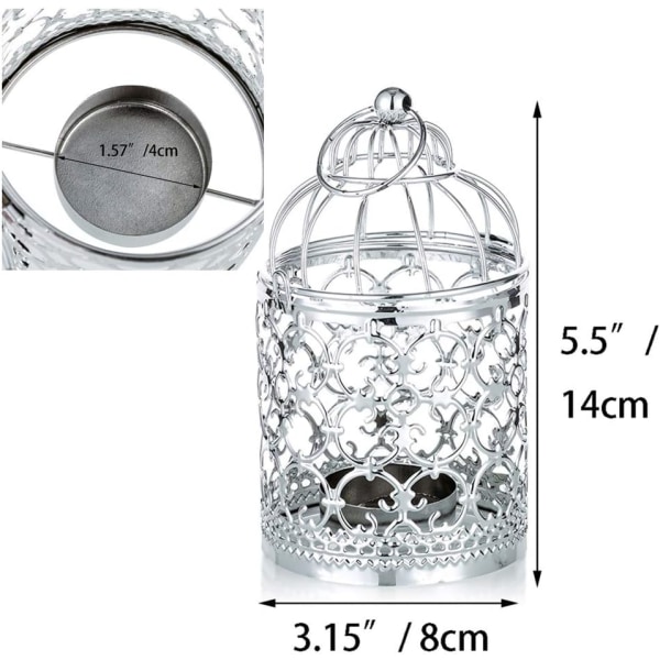 2 stk. dekorative lanterne lys fuglebur metal hul ud deko