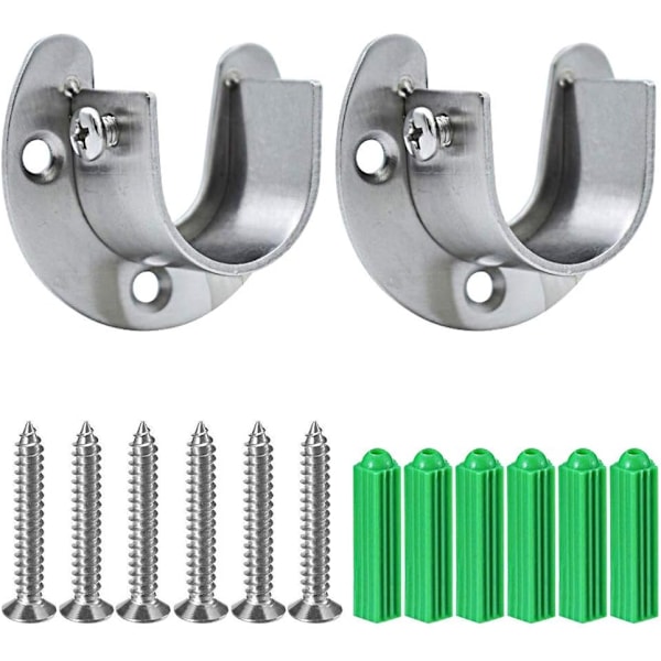2 stk. rustfrit stålskabe stangbeslag, heavy duty skab stang