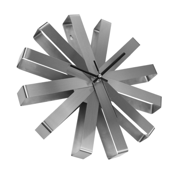 Sølv, 30 * 30 cm Silent Wall Clock Ribbon Rustfritt stål Creati