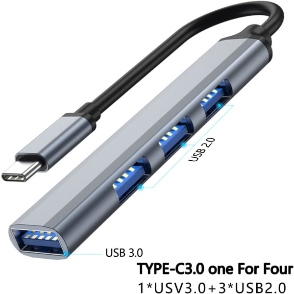 1PC USB C Hub -4 i 1 Typ C Multipel USB port per pc Dockningsstation