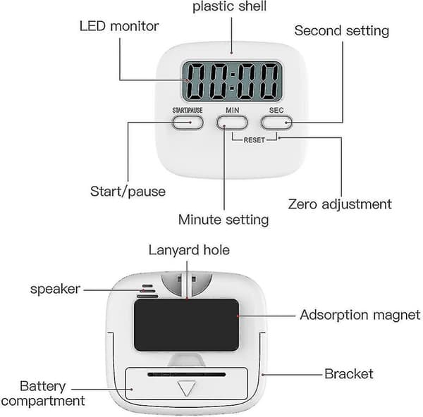 2 stk. elektronisk køkkentimer, køkkentimer, digital køkkentimer