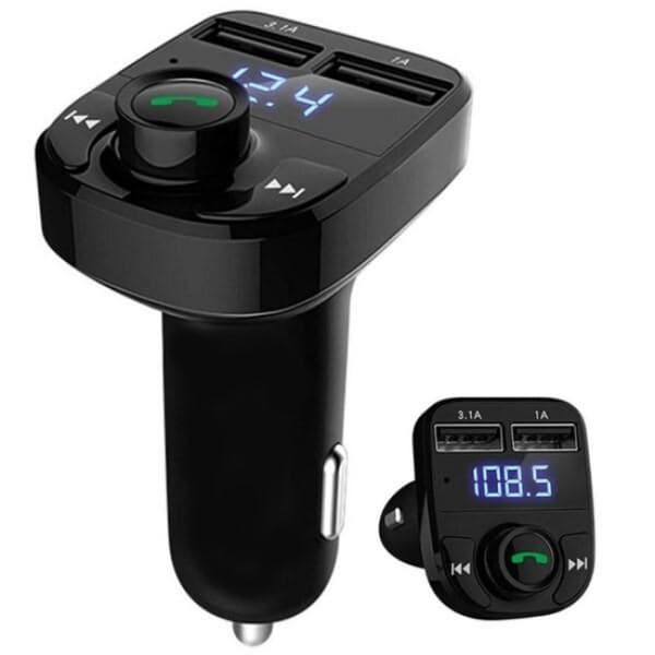 FM-sender / Bluetooth-musikkmottaker - håndfri svart
