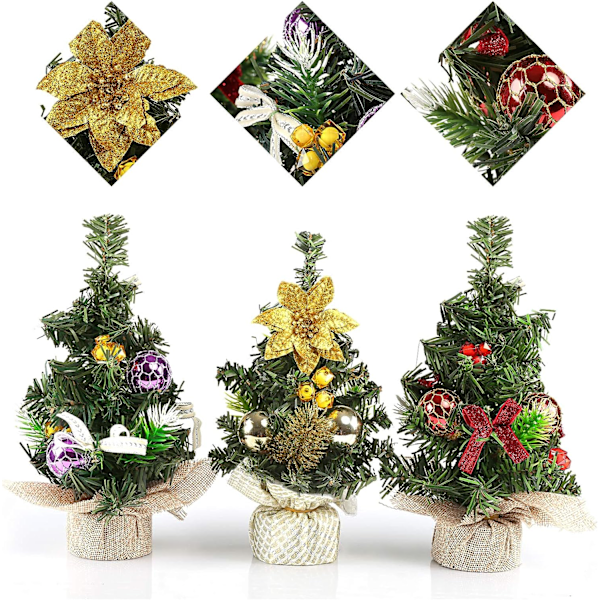 Mini Kunstig Juletræ Mini, Sæt med 3 Kunstige Juletræer
