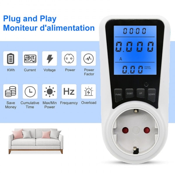 Energimätare Wattmeter Uttag, Elektrisk Energimätare Uttag wit