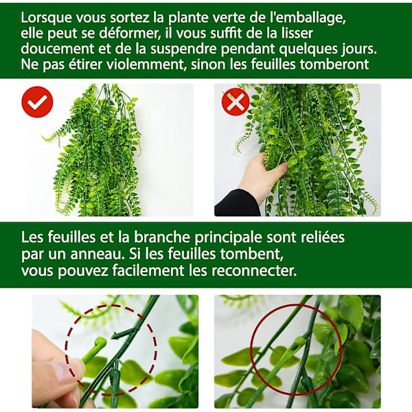 2 stk. kunstige planter Boston Fern planter, kunstige kunstige planter