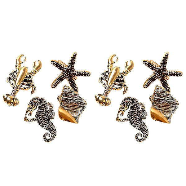8 st Marine Series Snäckor Sjöstjärna Hippocampus Servettring Modell