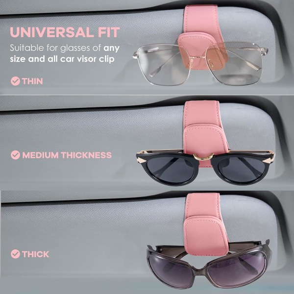 Bilbrilleholder (rosa farge), sett med 2 universell magnetisk bil