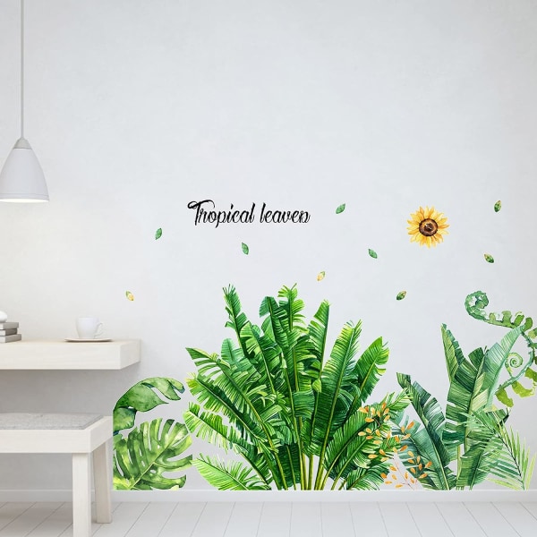 Bananblad tropiska växter Skala och sticka väggdekaler, DIY-borttagning