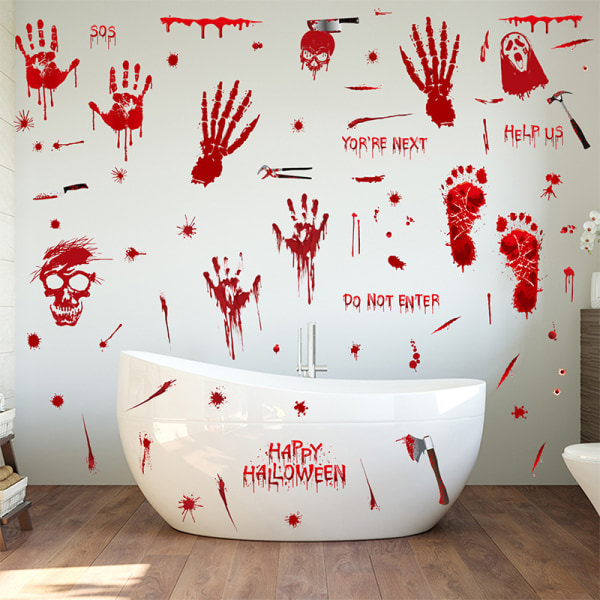 8 st Halloween-fönsterdekaler, fotavtrycksdekaler, B