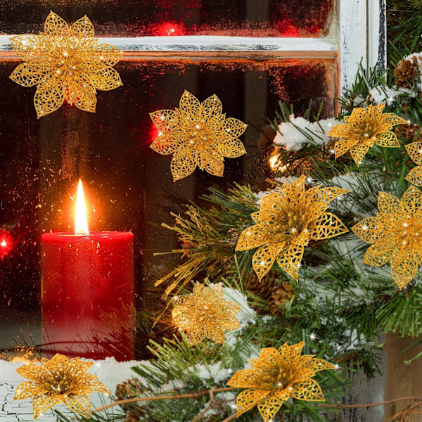 36 st glitter julstjärna julgransprydnad jul fl