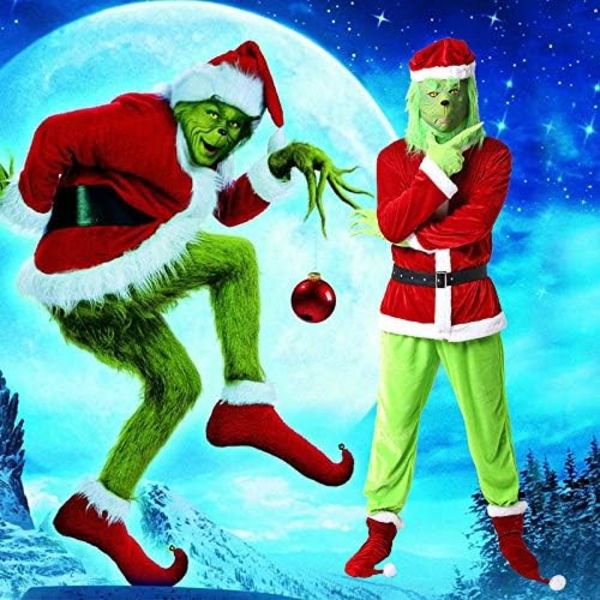 (M)Voksen Grinch Grøn Hvordan Grinch Stjal Julen 7PCS Kostume