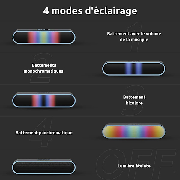 Bärbar Bluetooth-högtalare Trådlös högtalare med LED-ljus Hands-