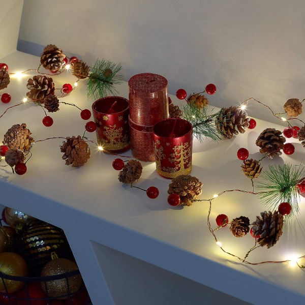 Julekrans med lys | LED julelys julekrans