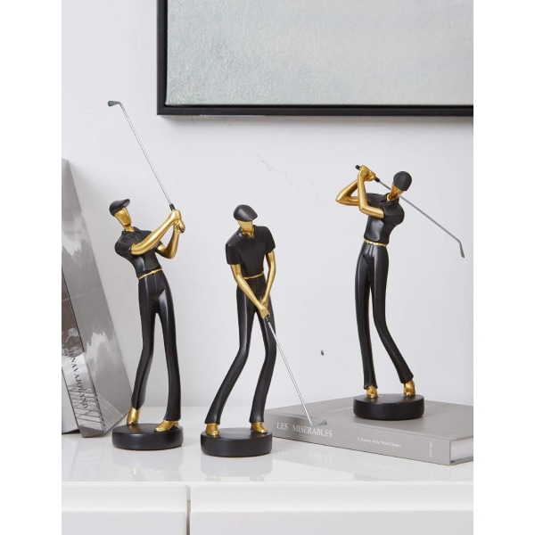 Golfer Staty Inredning Golf Skulptur Resin Arts Gift Svart