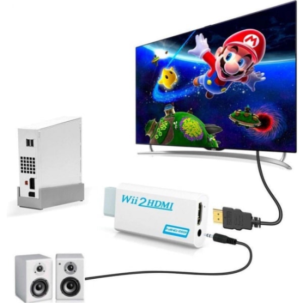 Wii till HDMI-adapter, 1080p Full HD Nintendo White