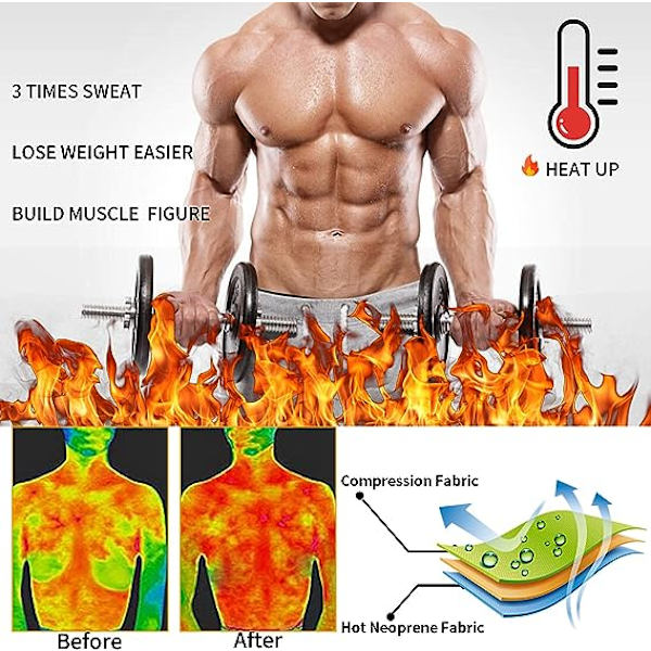 Män Neopren Bastu Midjetränare Korsett Svettbälte Träning Fitness