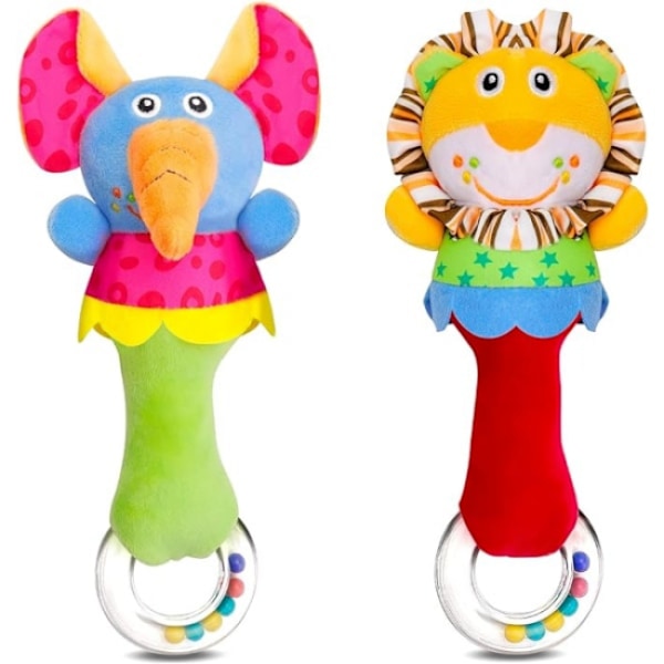 2-pack Sensoriska leksaker för baby (lejon, elefant) - Newborn F