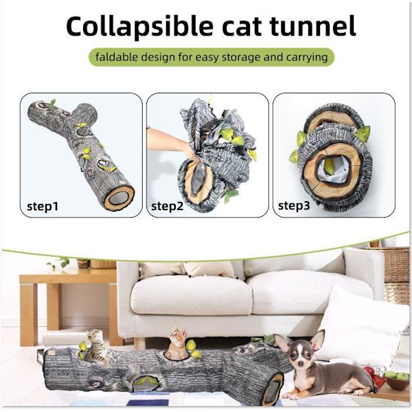 Foldbar kattetunnel til indendørs katte, legetøj til katte, holdbart legetøj