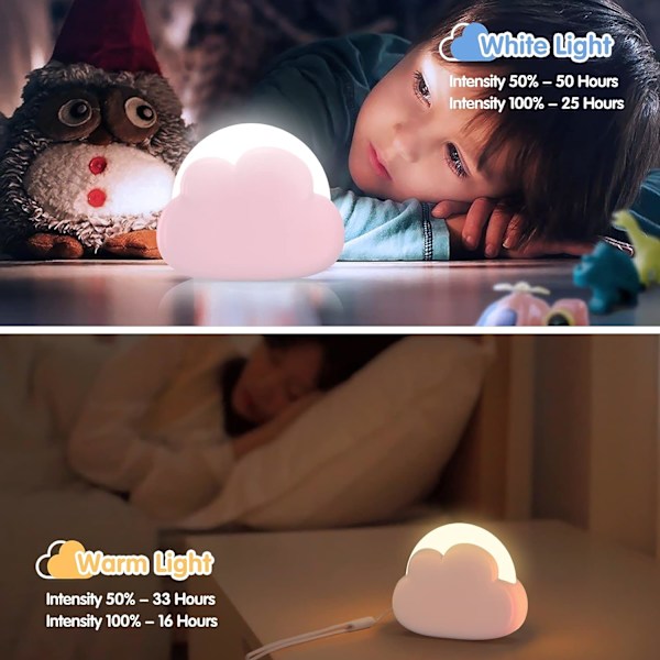 Genopladelig Nomad Baby Natlampe, Cloud LED Børne Natlampe w