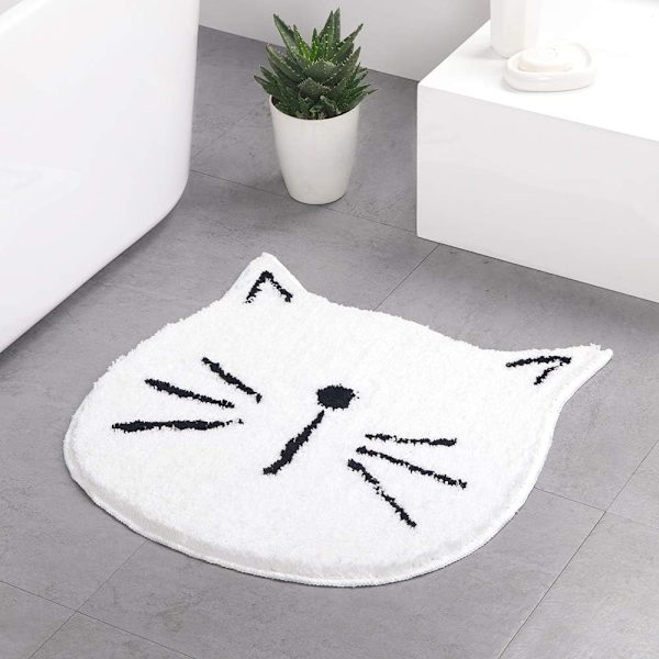 Badmatta tecknad katt absorberande halkfri fluffig badmatta vardagsrum Ro