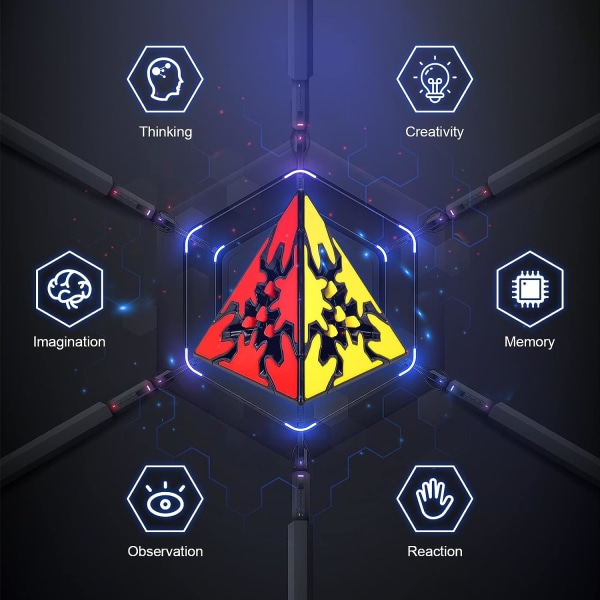 QY Toys 3x3 Pyraminx Gear Cube 3x3x3 Pyramid Speed ​​Magic 3D Tri