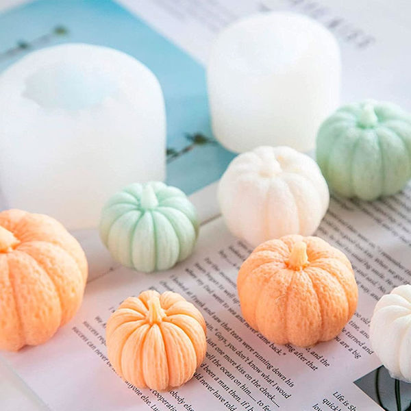 2 st  ljusformar 3D skalle och pumpa silikonformar, Halloween