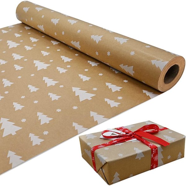 (1m x 44cm, julgran) 1m rulle Kraft vitt trädpapper