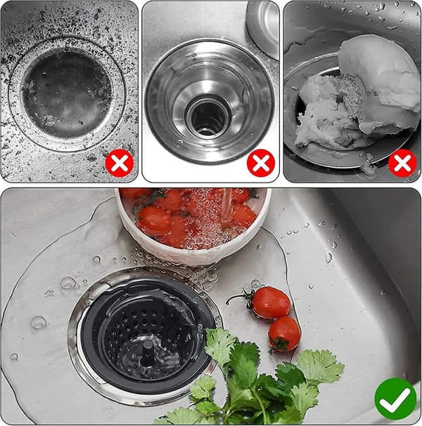 Solution Dome Drain Protector til brusere og badekar, installeres på D