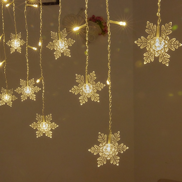 Ljusslinga, gardinlampa, 4m LED-lampor snöflinga 8
