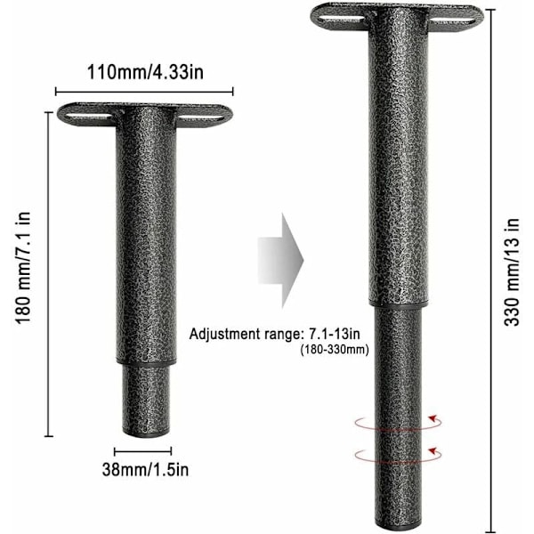 Sängfot, sängbasfötter, set med 2 justerbara metall sängbasfötter,