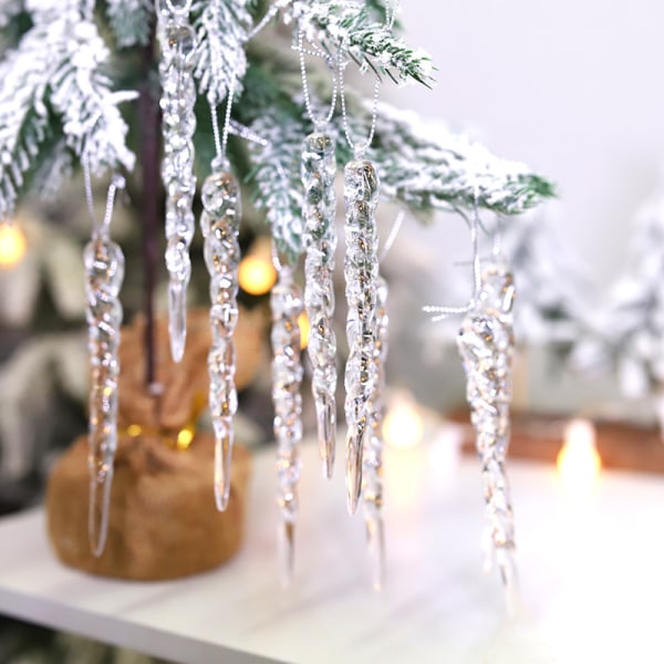 27 stykker akryl julepynt, akrylsnøflak, en