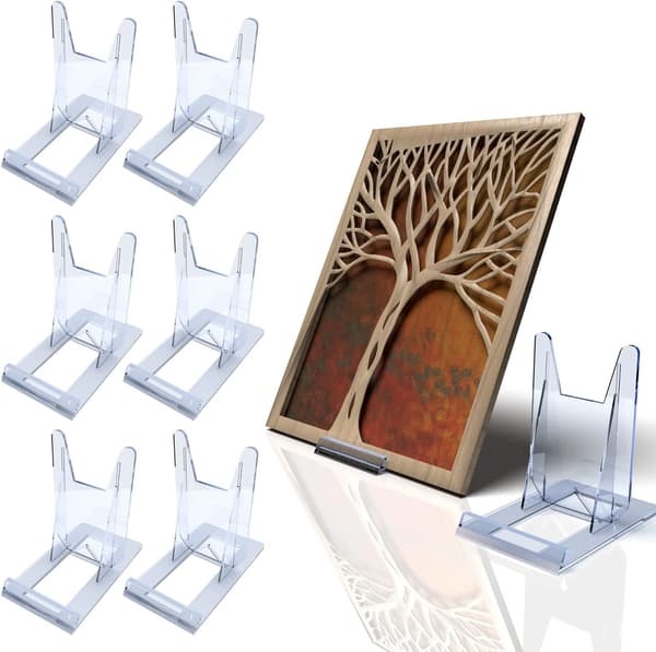 8 stk. Plast Transparent Dekorative Plade Stativ, Bog Display, E