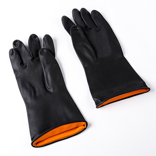 35CM Heavy Duty Sorte Handsker, 1 Par Kemikaliebestandige Latex Handsker