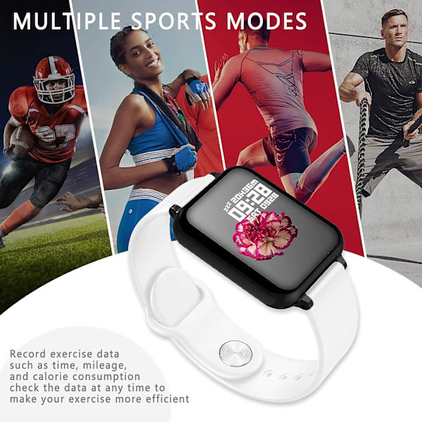 Smartklokke for menn og kvinner, Smart Fitness Sports Watch, HD Large Scree