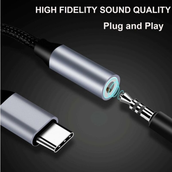 USB C till 3,5 mm-uttag, USB C 3,5 mm-adapter, USB C-aux-adapter
